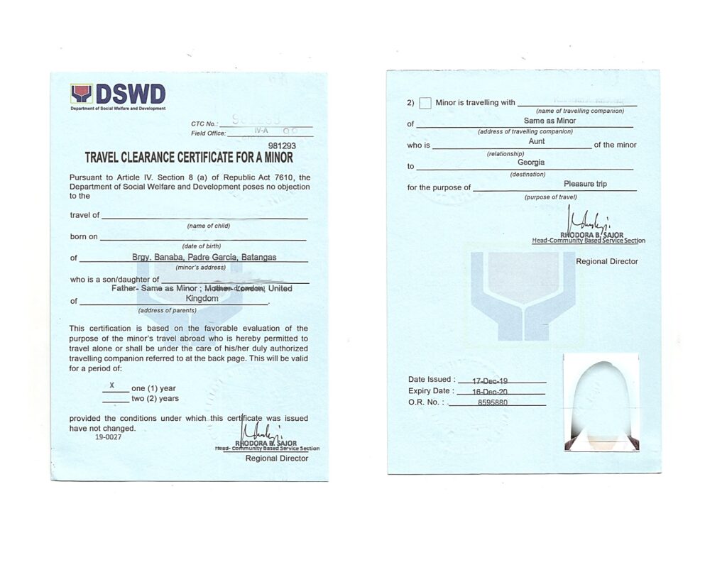 dswd minor travel clearance exemption